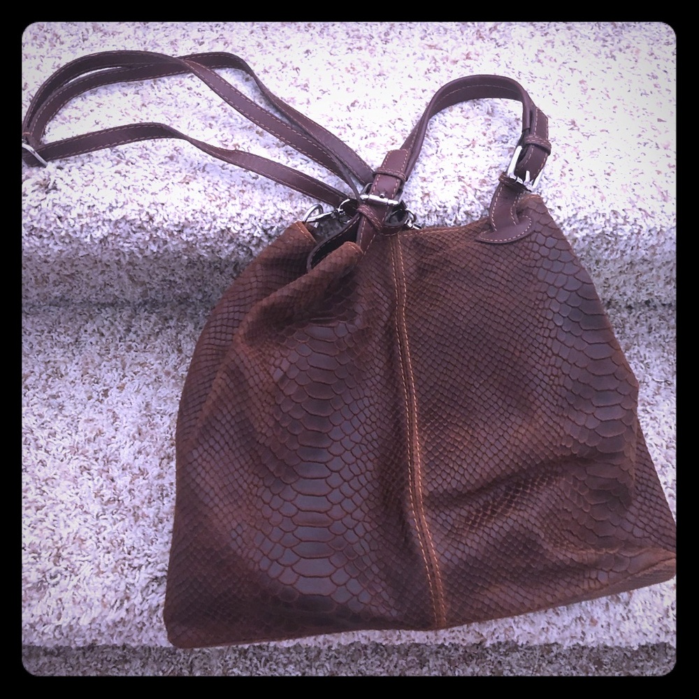 Italian design brown real leather bag